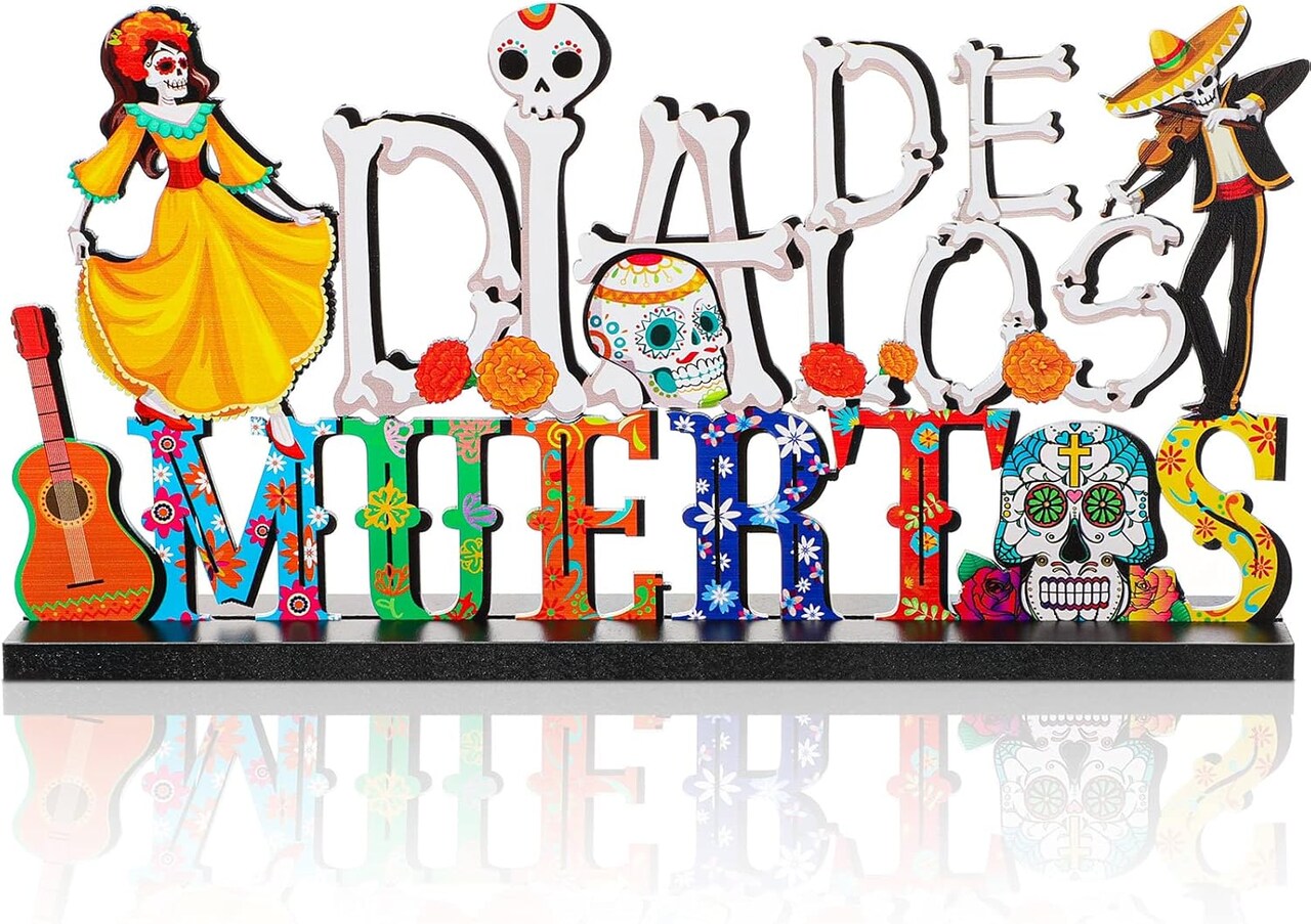 Day of the Dead Table Decorations Dia De Los Muertos Wooden Sign Sugar Skull Table Centerpiece Day of the Dead Decor